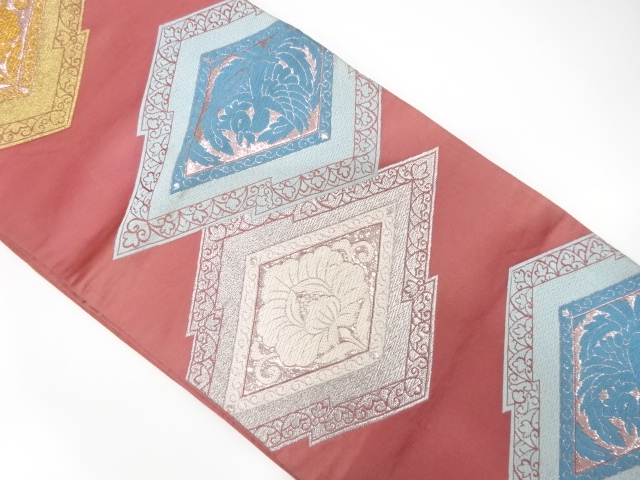 JAPANESE KIMONO / ANTIQUE FUKURO OBI / WOVEN PHOENIX & FLOWER